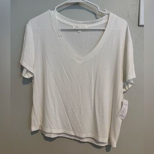 NWT- White V-Neck Ribbed Women's Top
